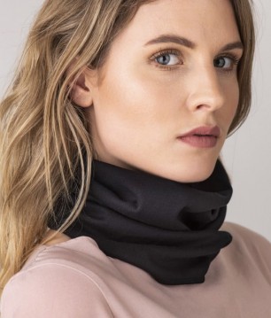 EMF Protective Hooped Scarf in Silver / Cotton (Black)